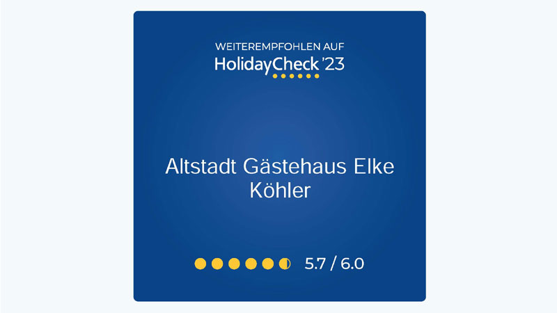 HolidayCeck Empfehlung 2021 - Pension Köhler Dresden