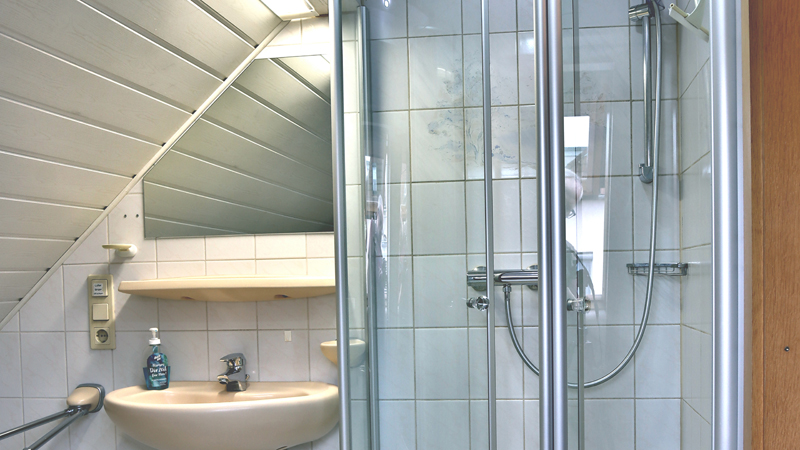 Blick in das Bad unseres Apartments